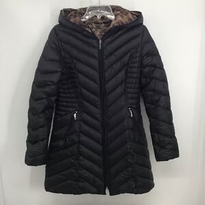 Laundry By Shelli Segal Women’s Chevron Puffer Coat Down Filled Black Size Med